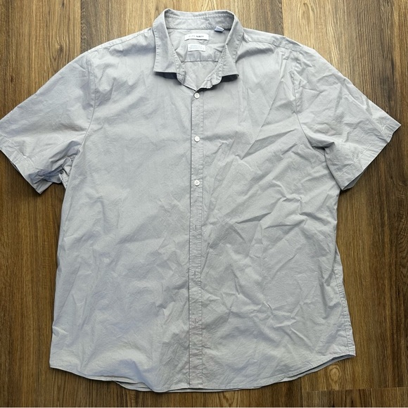 Pure Navy Essentials Men’s Dress Shirt XXL Gray Short Sleeve Cotton Button Up - Picture 1 of 7
